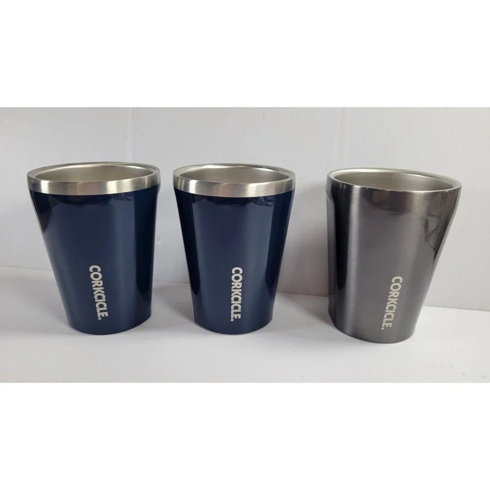 Corkcicle 12oz Stainless Steel Cups Flat Non Slip Bottoms Set of 3